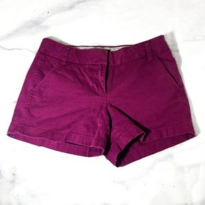 J. Crew Fuchsia Purple 4" Chino Shorts